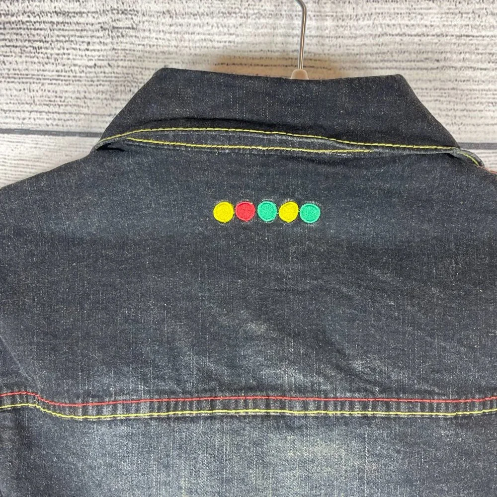 Coogi Vintage Embroidered Logo Colorful Denim Jean Trucker Jacket NWT Sz…